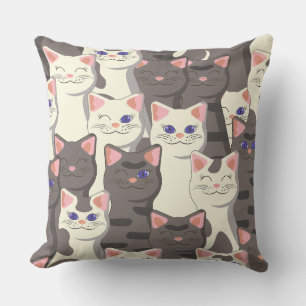 Almofada Padrão de gatos brancos e cinzas