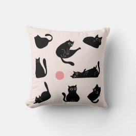 Almofada Padrão de Gatos Pretos