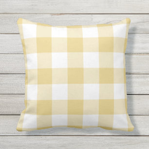 Almofada Padrão de Gingham Amarelo e Branco verificado