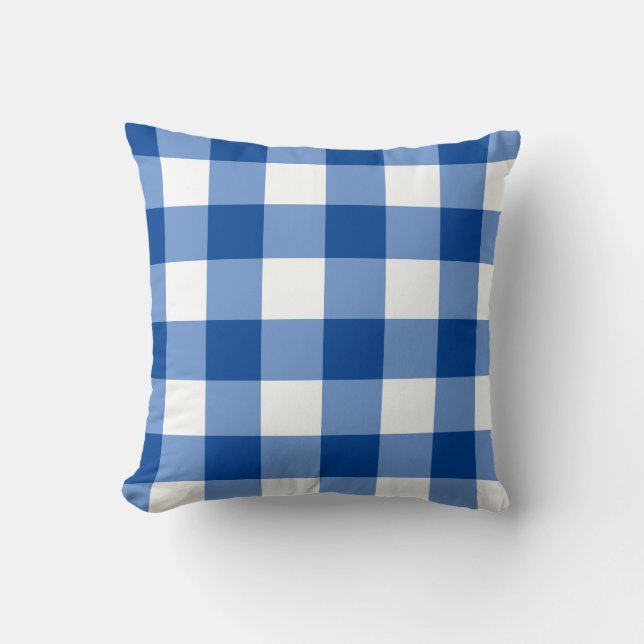 Almofada Padrão de gingham azul (Frente)