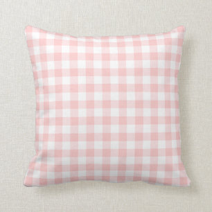Almofada Padrão de Gingham Branco e Cor-de-rosa