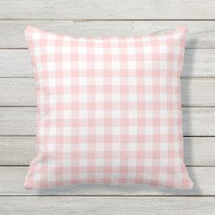 Almofada Padrão de Gingham Branco e Cor-de-Rosa Esbranquiça