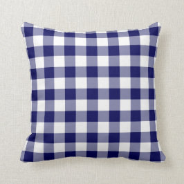 Almofada Padrão de Gingham Branco e marinho