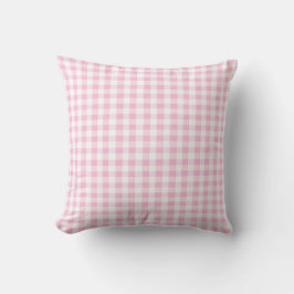 Almofada Padrão de Gingham Branco e Rosa Elegante