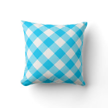 Padrão de Gingham Diagonal Branco e Azul Aqua