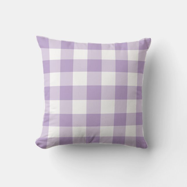 Almofada Padrão de Gingham Lavanda (Frente)