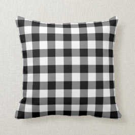 Almofada Padrão de Gingham Preto e Branco