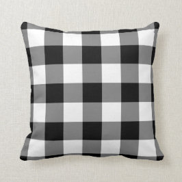 Almofada Padrão de Gingham Preto e Branco