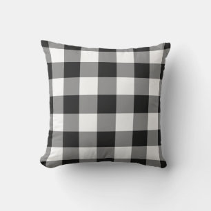 Almofada Padrão de Gingham preto e branco verificado