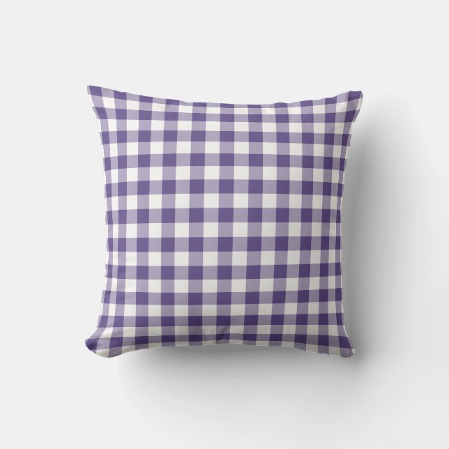 Almofada Padrão de Gingham Puro Ultra Violeta (Frente)