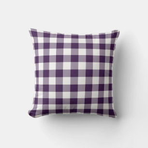 Almofada Padrão de Gingham Púrpura e Branca