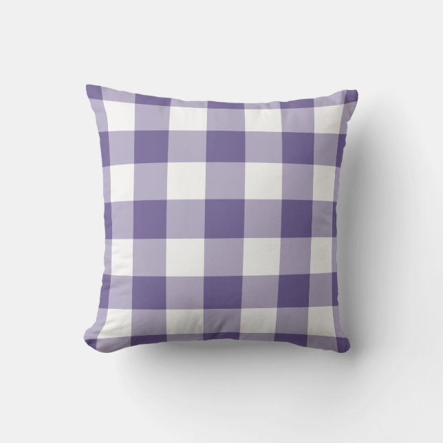 Almofada Padrão de Gingham Roxo Ultra Violeta Verificado (Frente)
