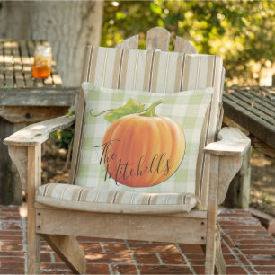 Almofada Padrão de Gingham Verde Claro de Pumpkin Personal