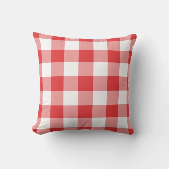 Almofada Padrão de Gingham Vermelho e Branco verificado (Frente)