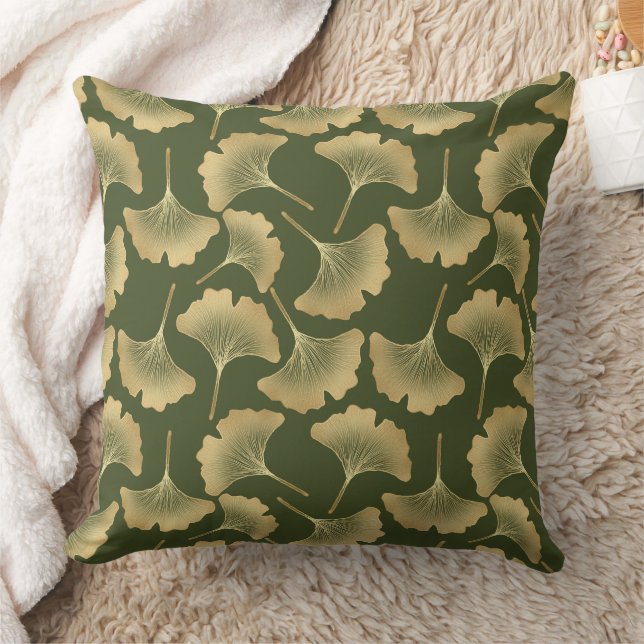 Almofada Padrão de Ginkgo Dourado Minimalista (Cobertor)