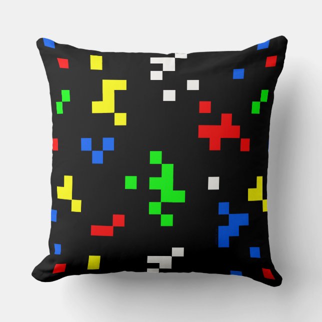 Almofada Padrão de Gráficos de Jogo de Vídeo Retro de 8 Bit (Frente)