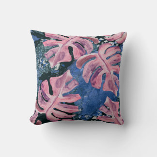 Almofada Padrão de Grunge Tropical de Summer Watercolor