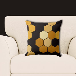 Almofada Padrão de Hexágono Amarelo e Negro