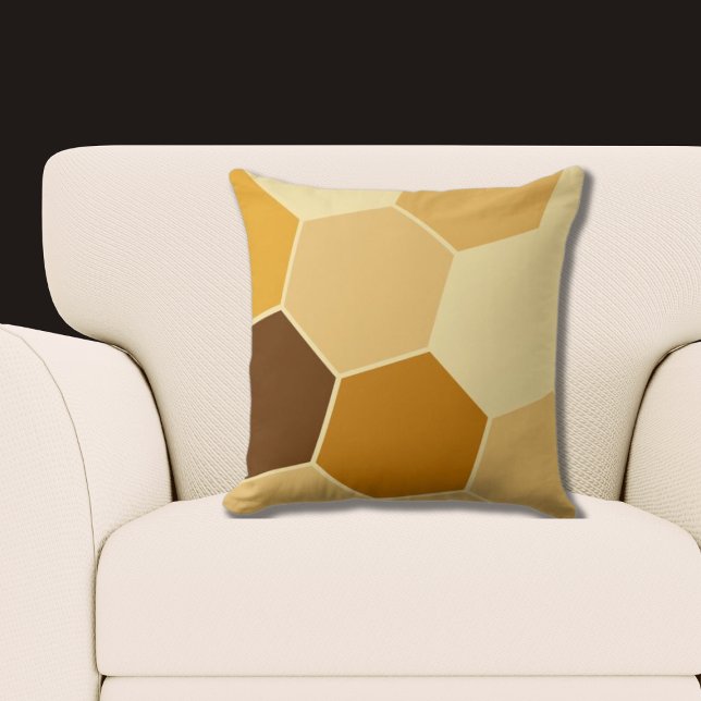 Almofada Padrão de Hexágono Marrom amarelo (Yellow Brown Hexagon Pattern Throw Pillow)