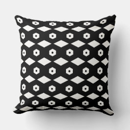 Almofada Padrão de Hexágono Preto e Branco Elegante