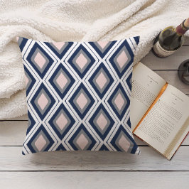 Almofada Padrão de Ikat de Disamante de Blush e Marinho