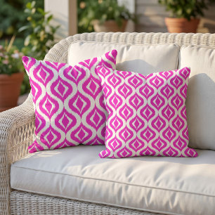 Almofada Padrão De Ikat Ogee Retro-Chic Retron Rosa, Brilh