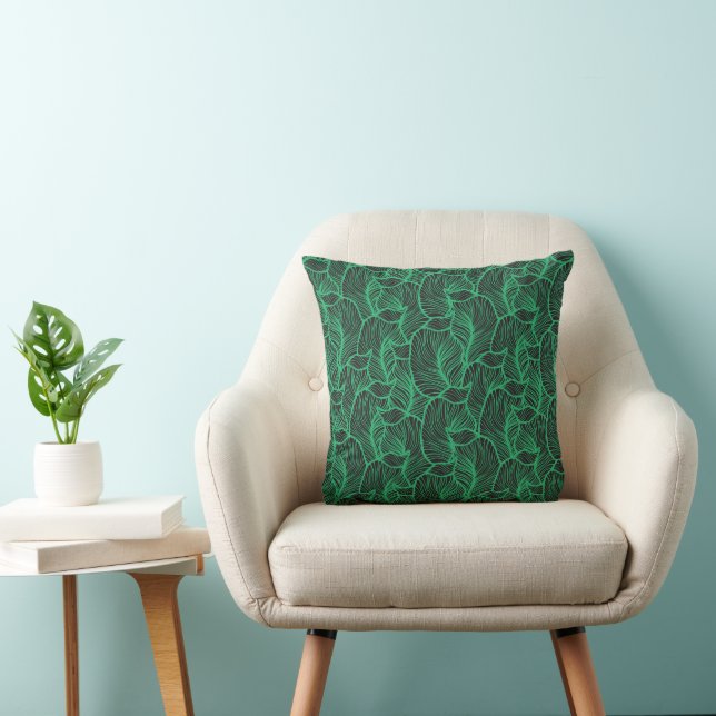 Almofada padrão de ilustração de folhas verdes (Cadeira)