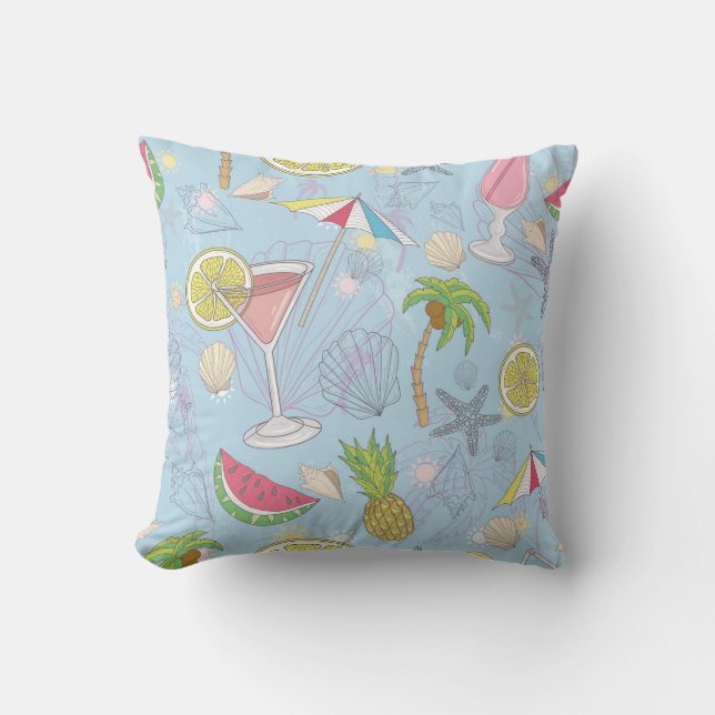 Almofada Padrão de ilustração de Verão bonito com melancia, (Frente)