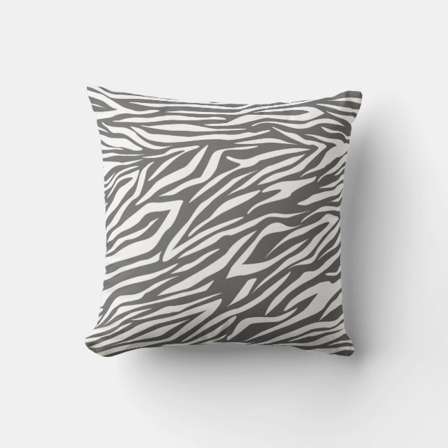 Almofada padrão de impressão de cinza e zebra branca person (Frente)