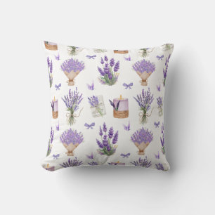 Almofada Padrão de Impressão de Lavanda de de Aquarela