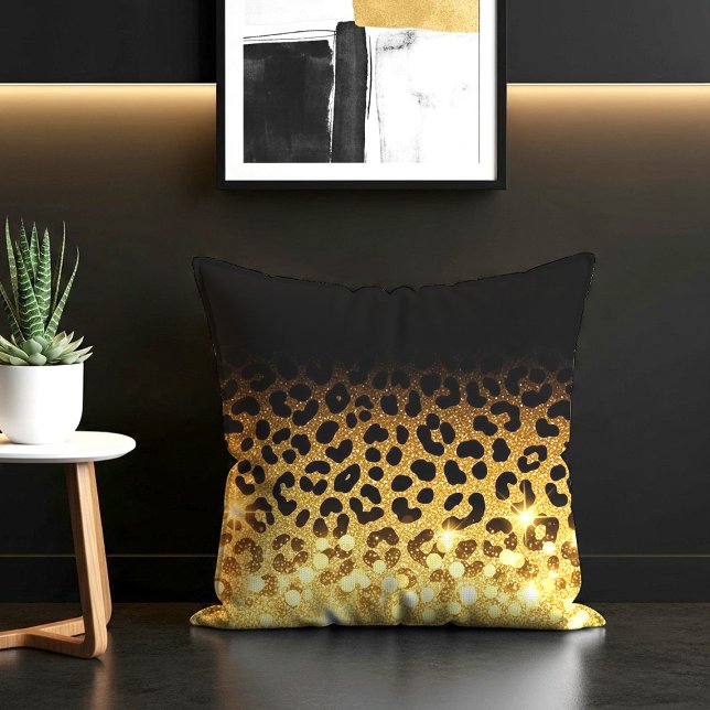 Almofada Padrão de Impressão de Leopardo com Brilho Dourado (Criador carregado)