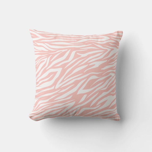Almofada Padrão de impressão de zebra branca e rosa-claro p (Frente)