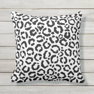 Almofada Padrão de Impressão do Animal Leopardo Branco Negr