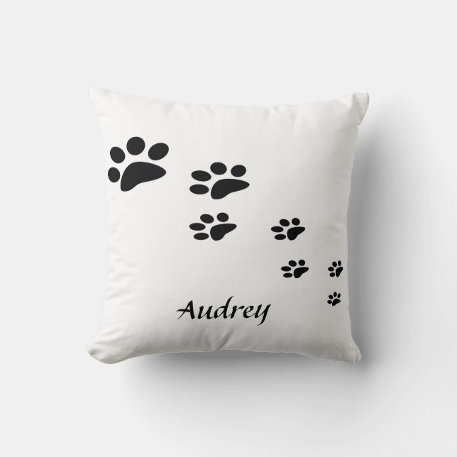 Almofada Padrão de impressão em animais de pata de cão deco (Frente)