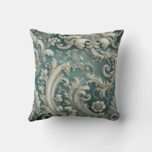 Almofada Padrão De Intricato De Teal Floral E De Rotação