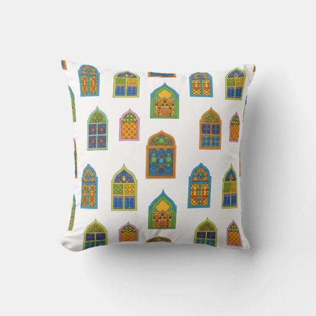 Almofada Padrão de Janelas de Vidro Arábico (Frente)