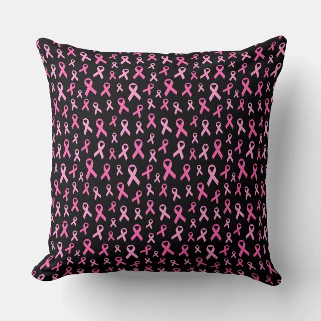 Almofada Padrão de Laço Rosa de Conscientização sobre o Cân (Frente)