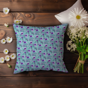 Almofada Padrão de lavanda cômoda flor de aquarela