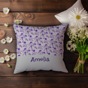 Almofada Padrão de lavanda cúbica designação de flor de aqu