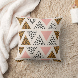 Almofada Padrão de Leopardo Chic e Triângulo Rosa