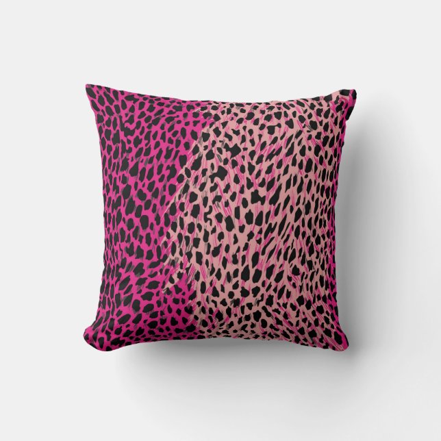 Almofada Padrão de leopardo rosa, animal têxtil, backgrogue (Frente)