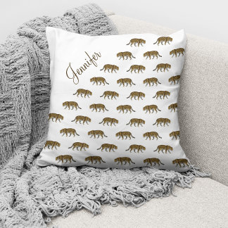 Almofada Padrão de leopardo vintage nome personalizado