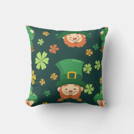 Almofada Padrão de Leprechaun Barbudo Verde