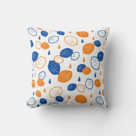 Almofada Padrão de limão azul e laranja, com Frutas empinad