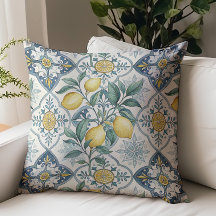 Padrão de Limão Country Francês com Azulejo Azul