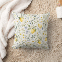 Padrão de limão e flores silvestres no estilo fran