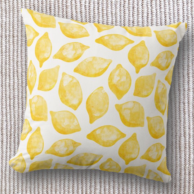 Almofada Padrão de limão em aquarela Citrino (Watercolor lemon citrus watercolor pattern throw pillow)