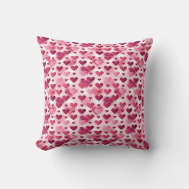 Almofada Padrão de Lindos Corações Rosa