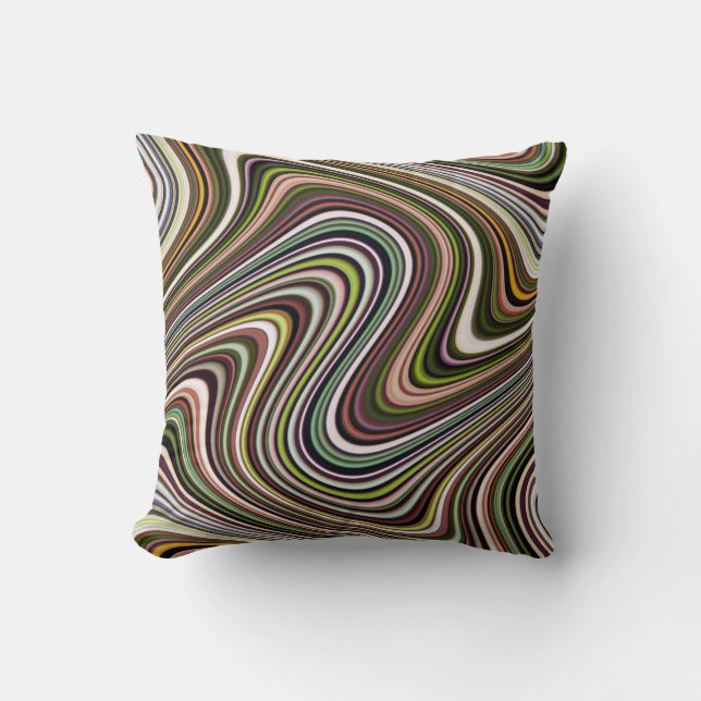 Almofada Padrão de Linha de Curva Multicolorido Muito Único (Frente)