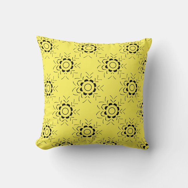 Almofada Padrão de Linha Floral Decorativa (Frente)